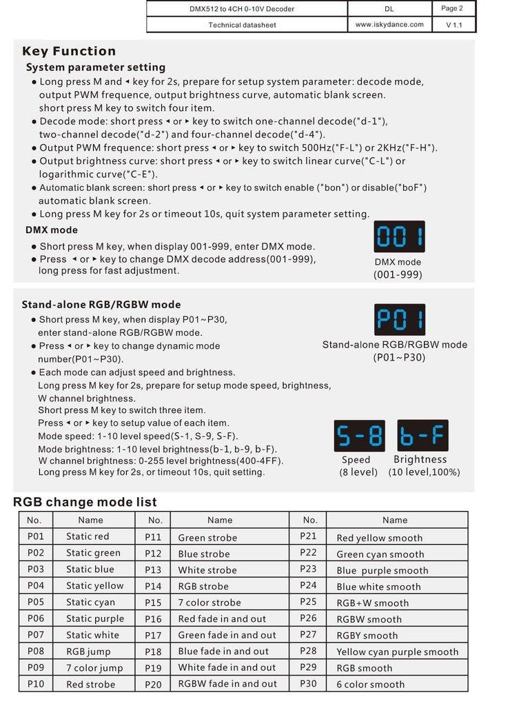 Nutbro DMX512 to 4CH 0-10V Decoder 0-10V LED Dimmer DMX512 Signal to 0-10V Signal RGB/RGBW Controller 4 Channel Dimmer 5-24V - Image 5